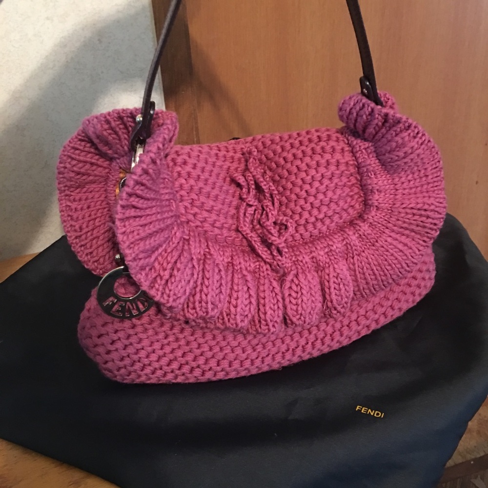 Fendi Knit Chef Bag in Pink